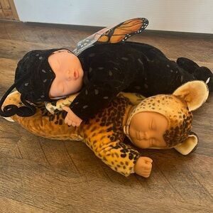 Anne Geddes vintage monarch butterfly and cheetah baby dolls